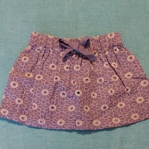 Purple Floral Eyelet Skirt with Bow